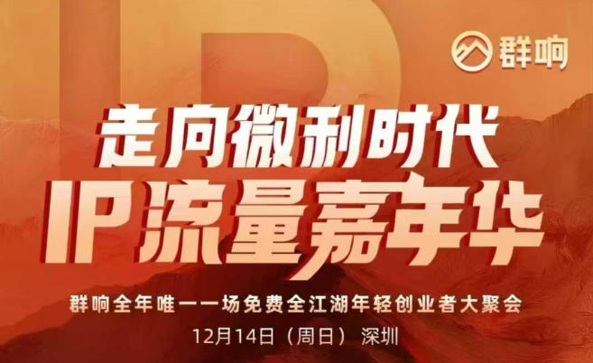 2025ip嘉年华万人12月14深圳线下课，走向微利时代，IP流量嘉年华，实操性极强的商业干货课-网创风向标