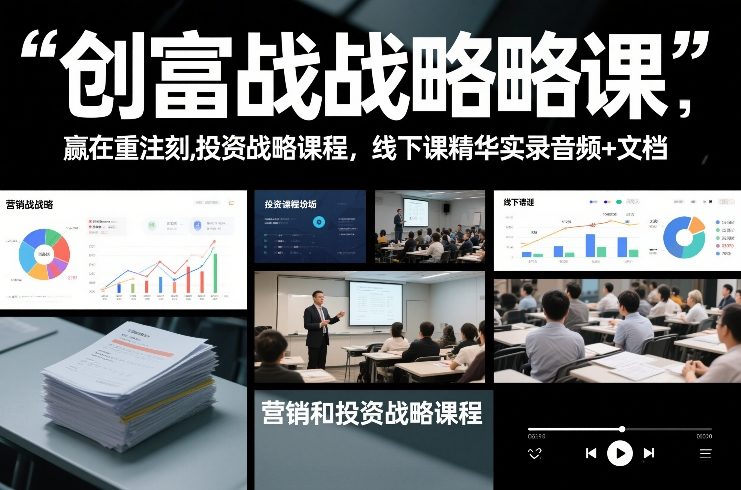 创富战略课，赢在重注时刻，营销和投资战略课程，线下课精华实录音频+文档-网创风向标