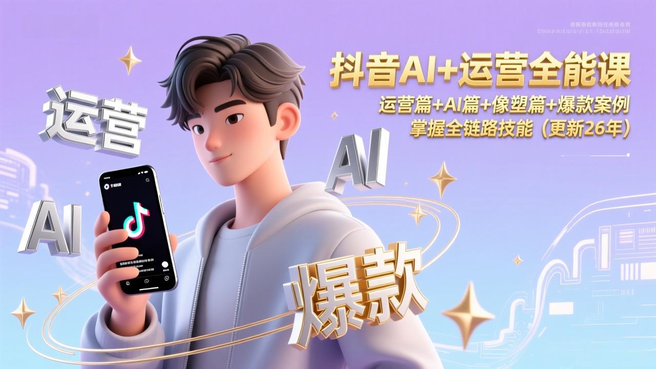 抖音AI+运营全能课，运营篇+AI篇+像塑篇+爆款案例，掌握全链路技能(更新26年-网创风向标