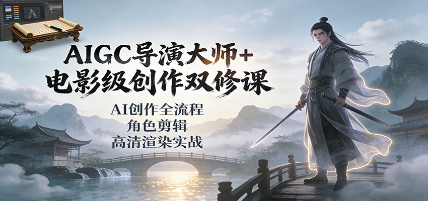 AIGC导演大师+电影级创作双修课:AI创作全流程、角色剪辑、高清渲染实战-网创风向标