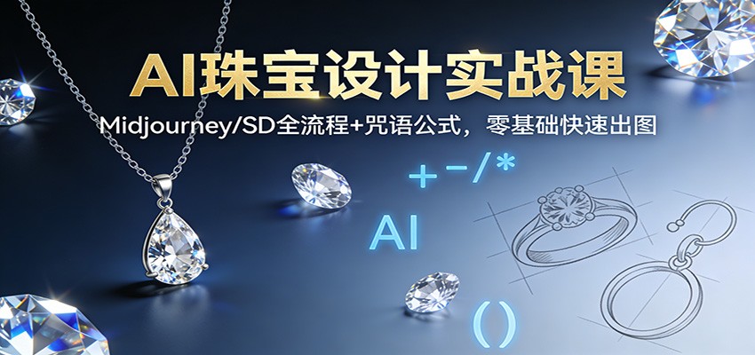 AI珠宝设计实战课：Midjourney/SD全流程+咒语公式，零基础快速出图-网创风向标