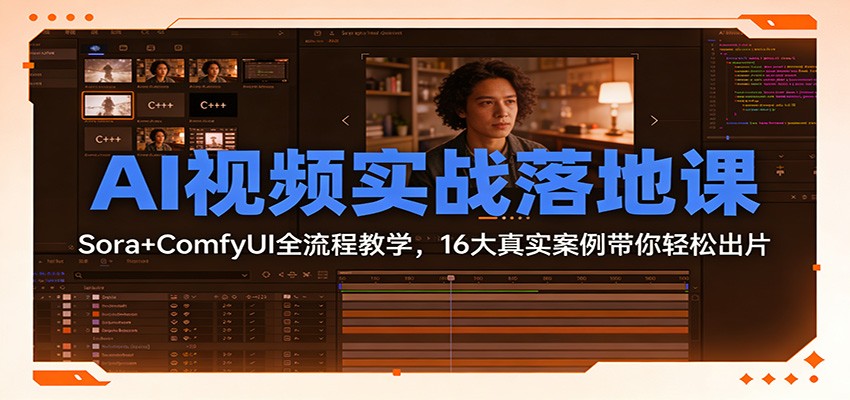 AI视频实战落地课：Sora+ComfyUI全流程教学，16大真实案例带你轻松出片-网创风向标