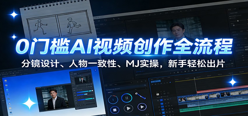 0门槛AI视频创作全流程：分镜设计、人物一致性、MJ实操，新手轻松出片-网创风向标