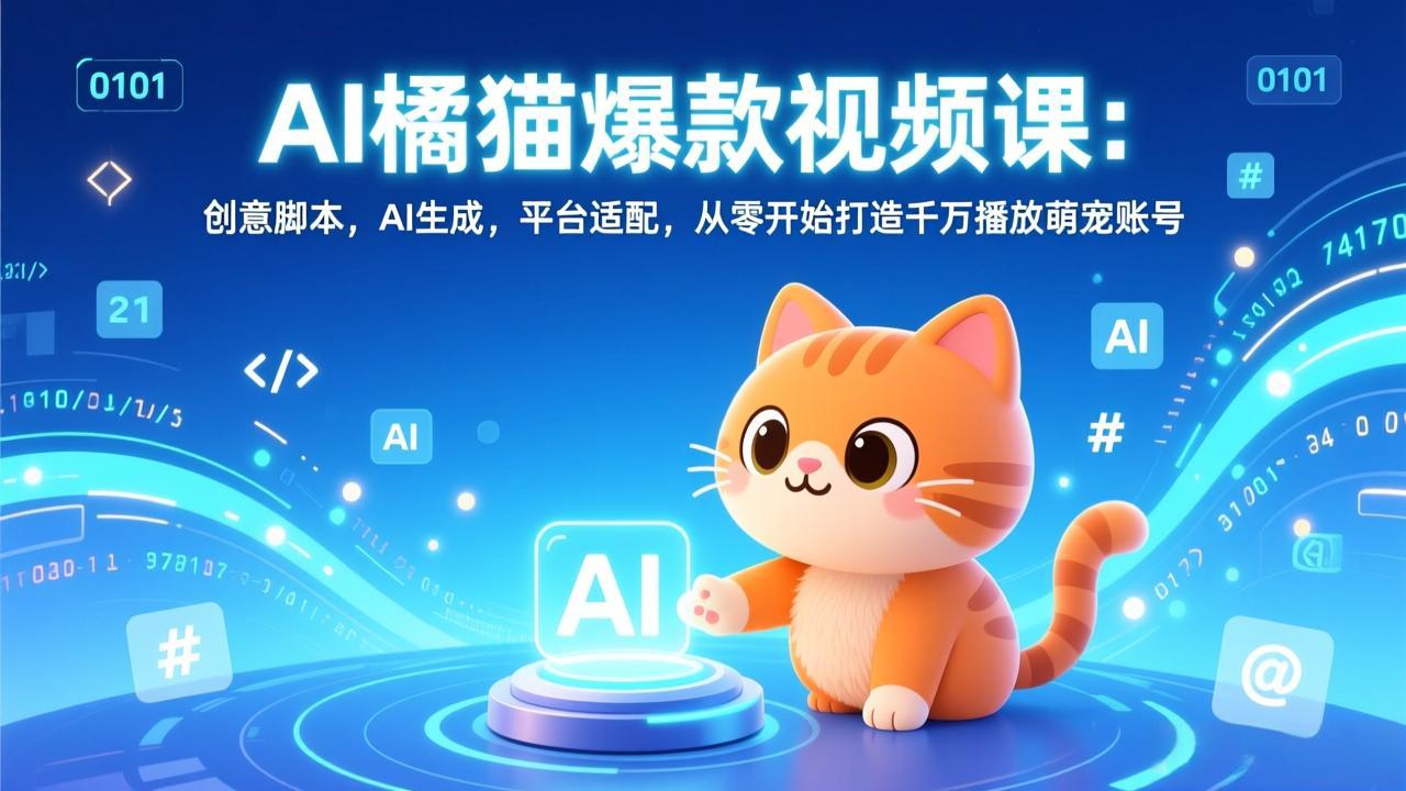AI橘猫爆款视频课:创意脚本,AI生成,平台适配,从零开始打造千万播放萌宠账号-网创风向标