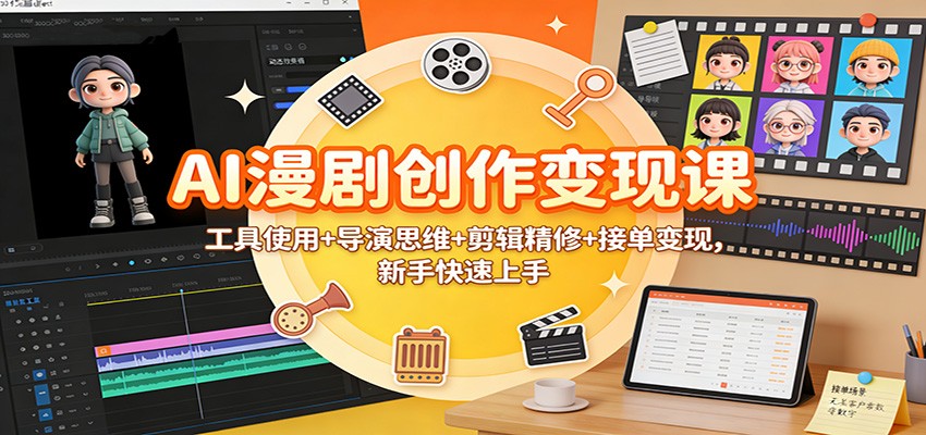 AI漫剧创作变现课：工具使用+导演思维+剪辑精修+接单变现，新手快速上手-网创风向标