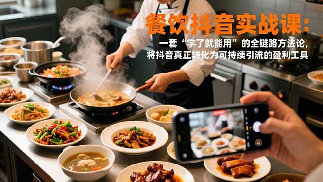 餐饮抖音实战课：一套“学了就能用”的全链路方法论，将抖音真正转化为可持续引流的盈利工具-网创风向标