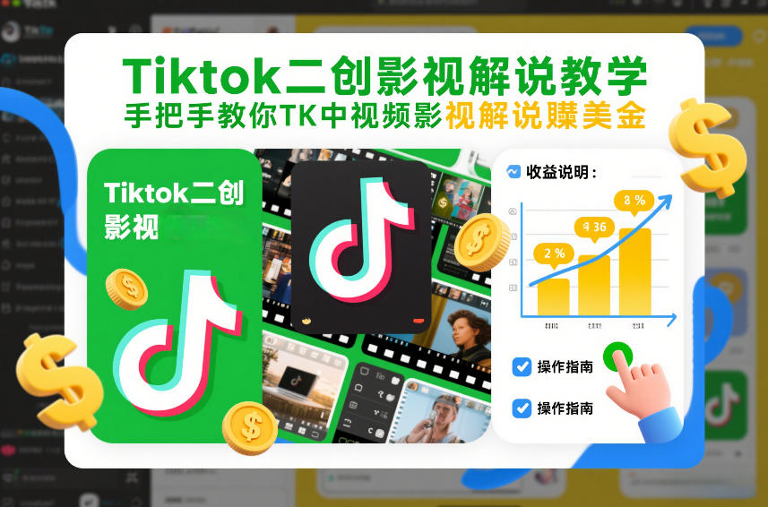 Tiktok二创影视解说教学,手把手教你TK中视频影视解说賺美金(更新26年1月)-网创风向标