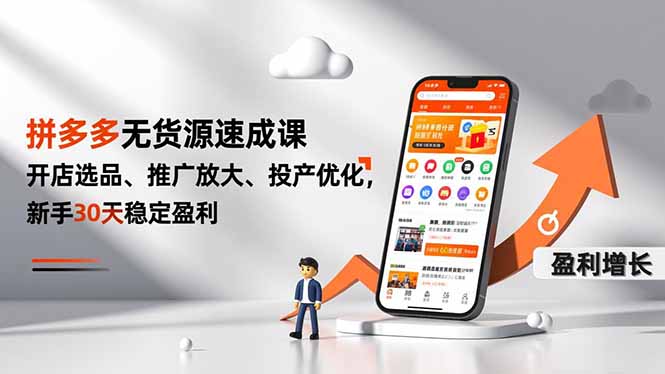 拼多多无货源速成课,开店选品、推广放大、投产优化,新手30天稳定盈利-网创风向标