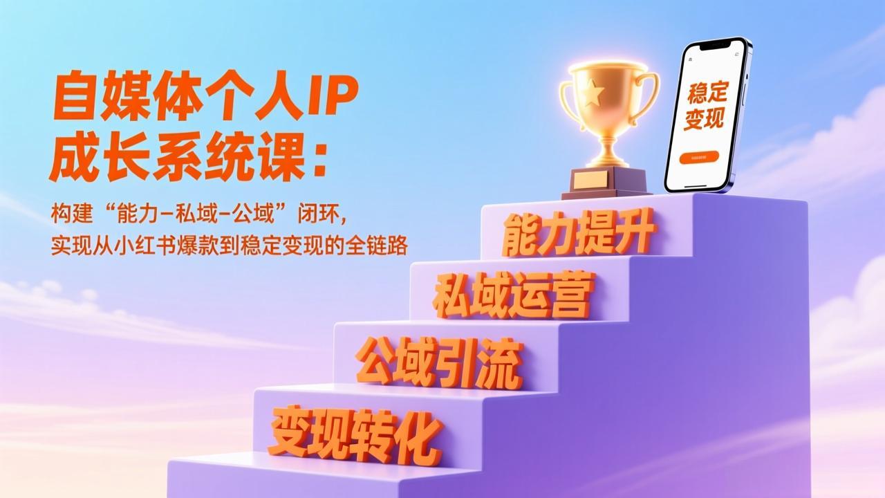 自媒体个人IP成长系统课:构建“能力-私域-公域”闭环,实现从小红书爆款到稳定变现的全链路-网创风向标