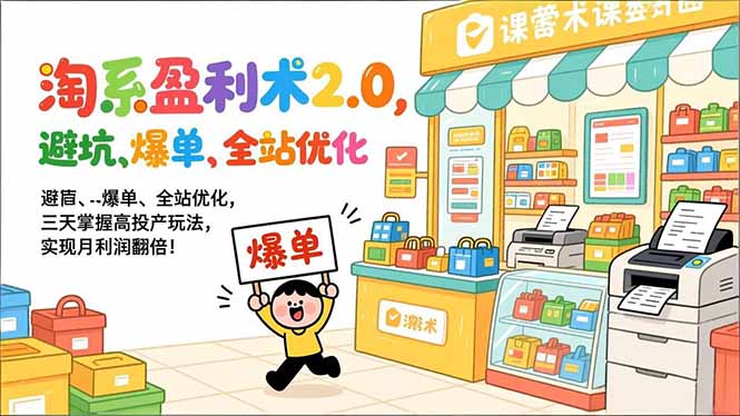 淘系盈利术2.0,避坑、爆单、全站优化,三天掌握高投产玩法,实现月利润翻倍!-网创风向标