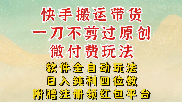 快手搬运带货，一刀不剪过原创，微付费玩法，软件全自动玩法，日入纯利四位数【揭秘】-网创风向标