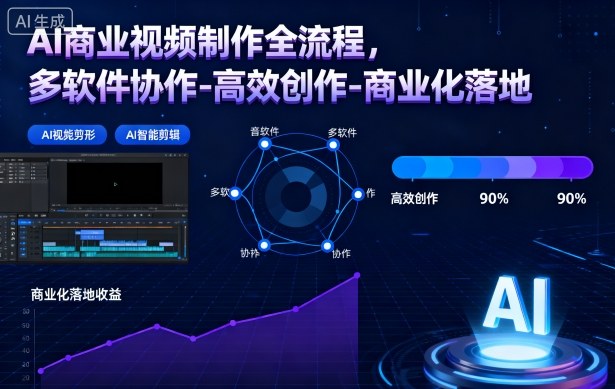 AI商业视频制作全流程2期，多软件协作-高效创作-商业化落地(更新)-网创风向标