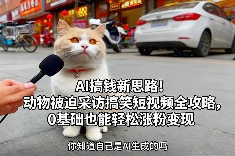 AI搞钱新思路!动物被迫采访搞笑短视频全攻略,0基础也能轻松涨粉变现-网创风向标