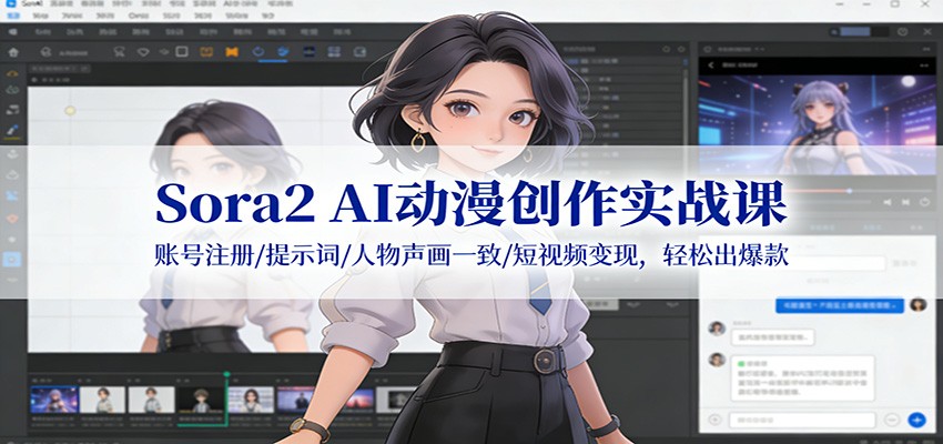 Sora2 AI动漫创作实战课：账号注册/提示词/人物声画一致/短视频变现，轻松出爆款-网创风向标