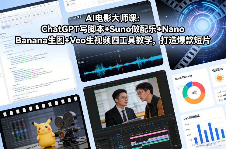 AI电影大师课:ChatGPT写脚本+Suno做配乐+Nano Banana生图+Veo生视频,打造爆款短片-网创风向标