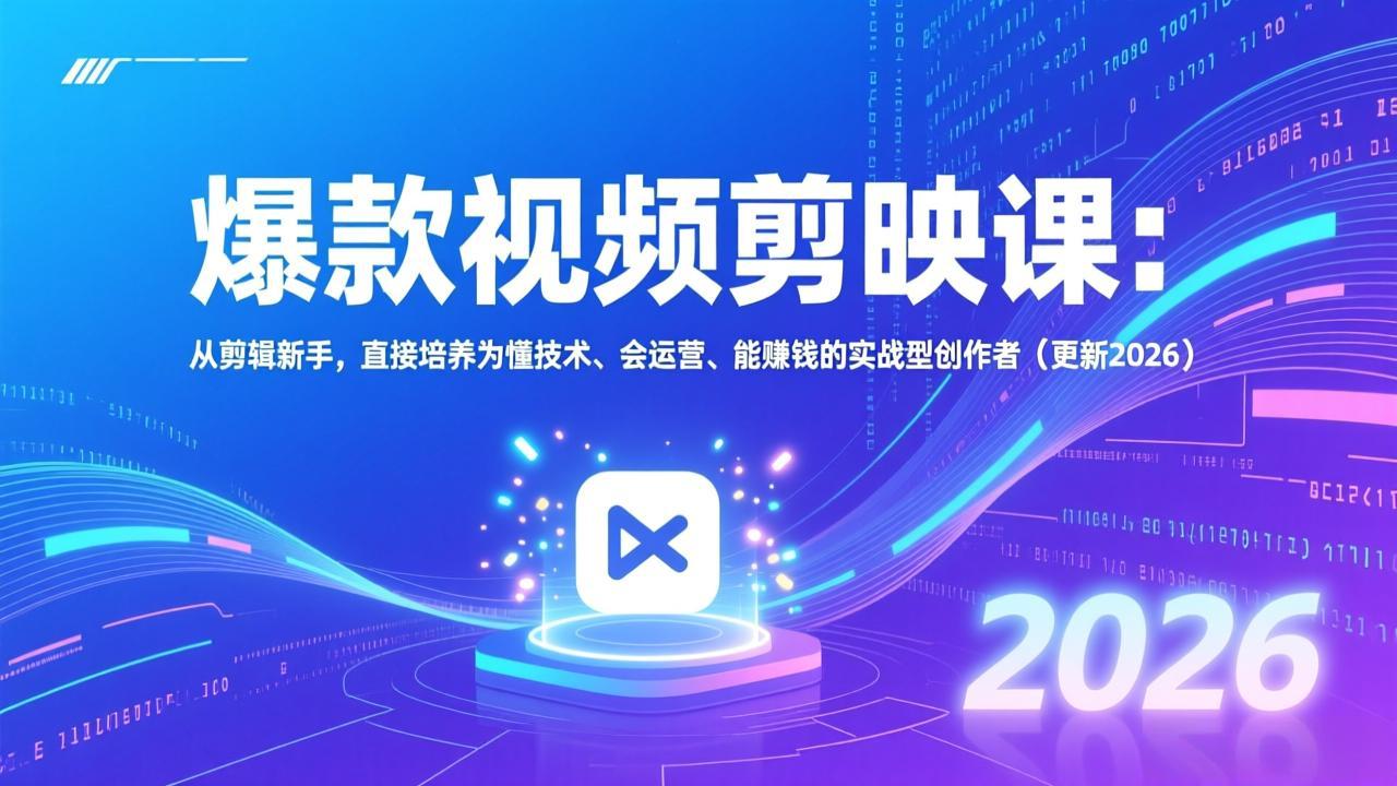 爆款视频剪映课：从剪辑新手，直接培养为懂技术、会运营、能赚钱的实战型创作者(更新2026-网创风向标