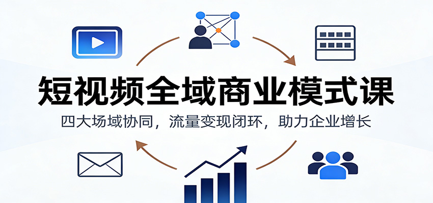 短视频全域商业模式课：四大场域协同，流量变现闭环，助力企业增长-网创风向标