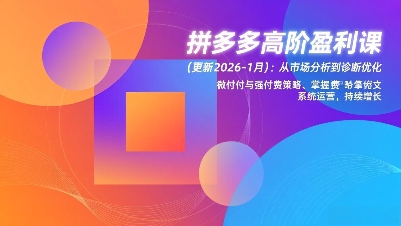 拼多多高阶盈利课(更新2026-1月-网创风向标