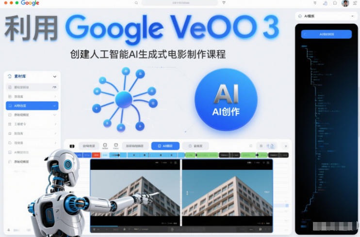 利l用Google Veo 3创建人工智能AI生成式电影制作课程，使用人工智能的力量创建令人惊叹的视频-网创风向标
