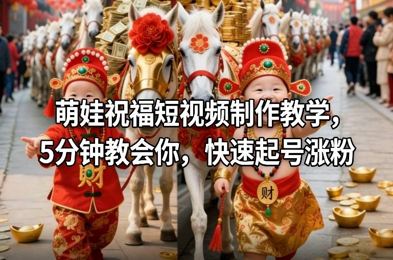 萌娃祝福短视频制作教学,5分钟教会你,快速起号涨粉-网创风向标