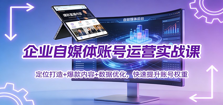 企业自媒体账号运营实战课：定位打造+ 爆款内容+数据优化，快速提升账号权重-网创风向标