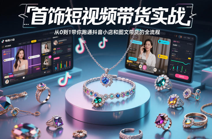 首饰短视频带货实战，从0到1带你跑通抖音小店和图文带货的全流程-网创风向标
