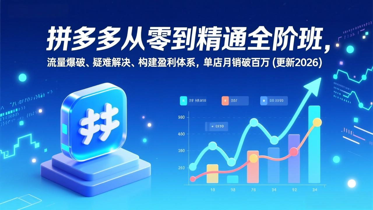 拼多多从零到精通全阶班,流量爆破、疑难解决,构建盈利体系,单店月销破百万(更新2026-网创风向标