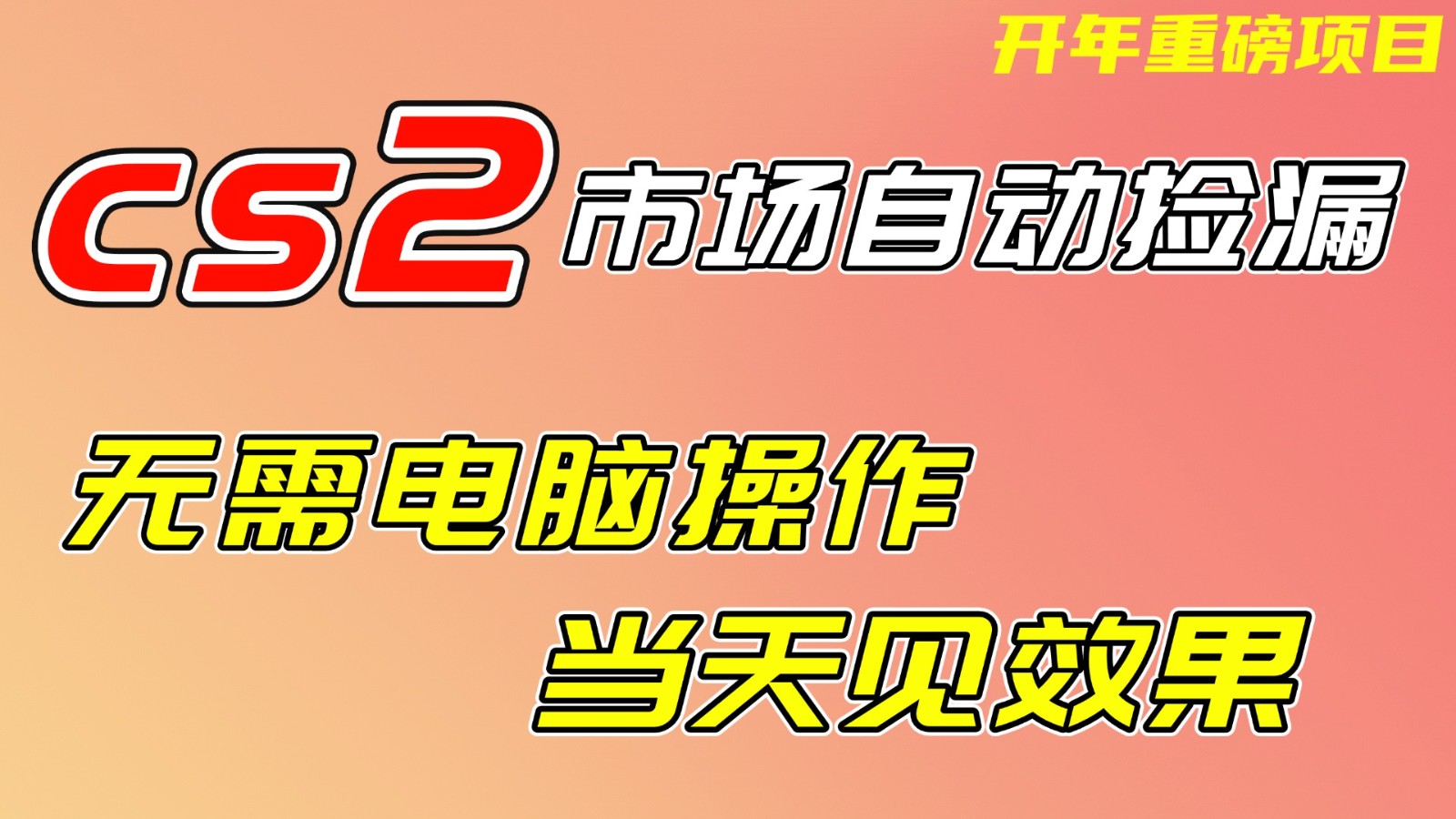 CS2市场挂机项,无需电脑操作,无需进入游戏,当天见效果,支持任何形式验证-网创风向标