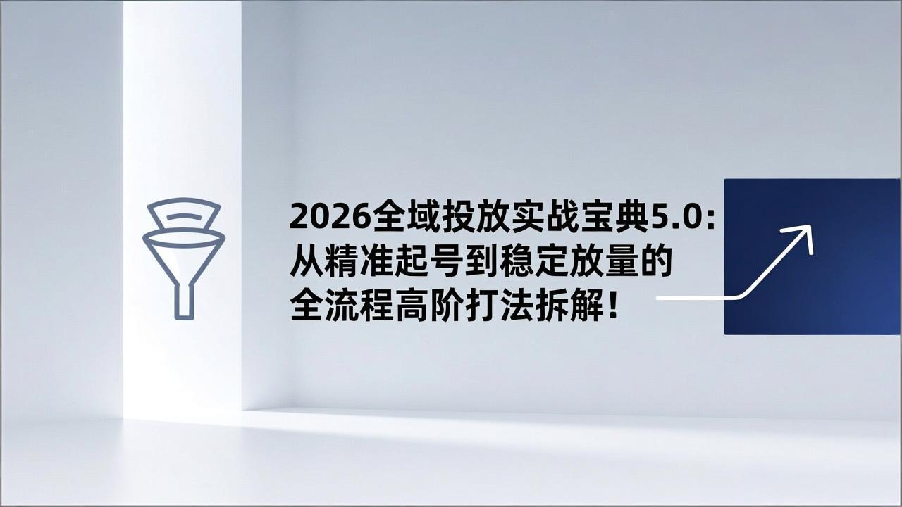2026全域投放实战宝典5.0:从精准起号到稳定放量的全流程高阶打法拆解!-网创风向标