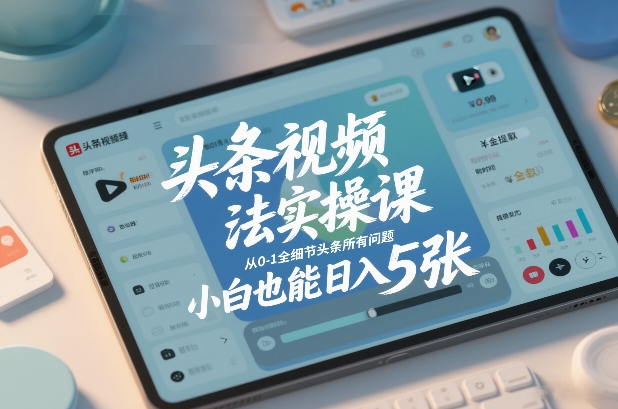 头条视频玩法实操课,从0-1全细节头条所有问题,小白也能日入5张-网创风向标