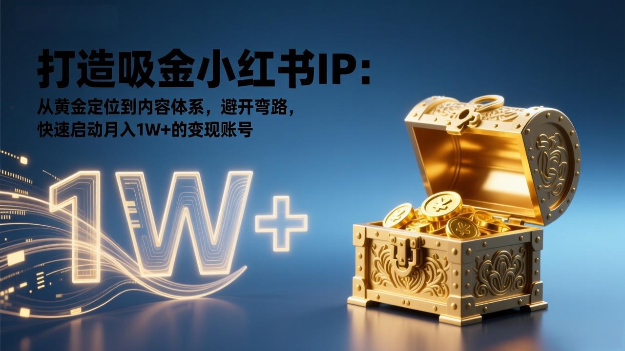 打造吸金小红书IP：从黄金定位到内容体系，避开弯路，快速启动月入1W+的变现账号-网创风向标