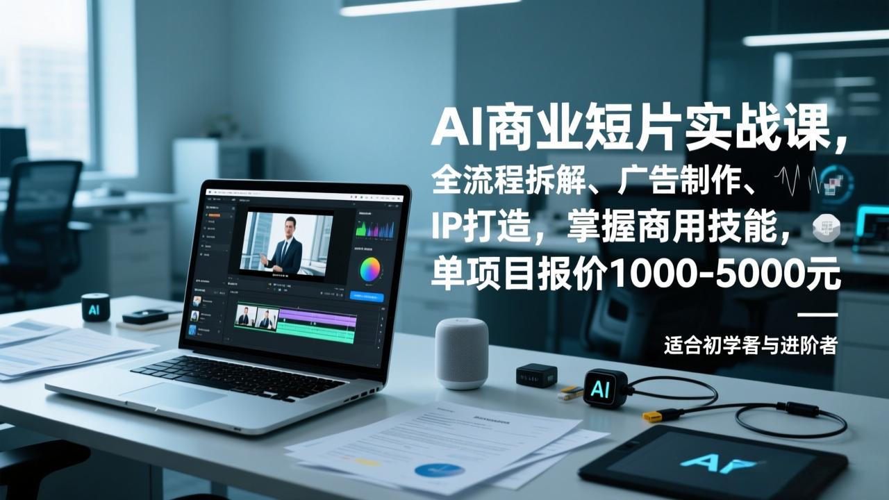 AI商业短片实战课，全流程拆解、广告制作、IP打造，掌握商用技能，单项目报价1000-5000元-网创风向标