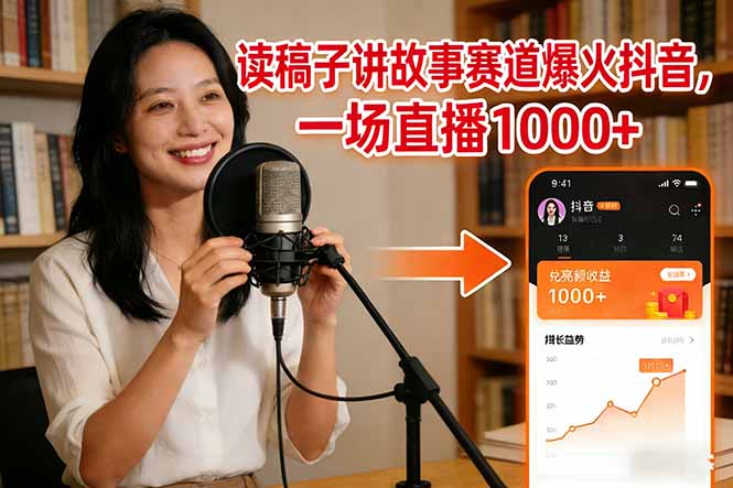 读稿子讲故事赛道爆火抖音,一场直播日入1000+-网创风向标