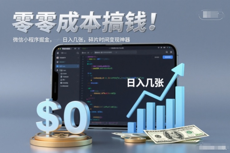 零成本搞钱，微信小程序掘金，简单易操作，日入几张，碎片时间变现神器【揭秘】-网创风向标