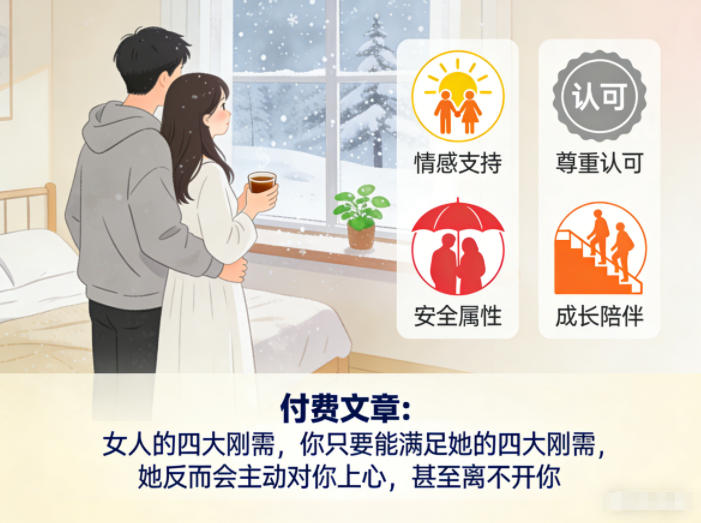 付费文章：女人的四大刚需，你只要能满足她的四大刚需，她反而会主动对你上心，甚至离不开你-网创风向标