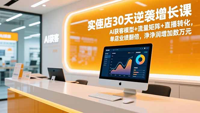 实体店30天逆袭增长课，AI获客模型+流量矩阵+直播转化，单店业绩翻倍，净利润增加数万元-网创风向标