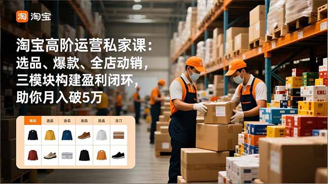 淘宝高阶运营私家课:选品、爆款、全店动销,三模块构建盈利闭环,助你月入破5万(更新12月-网创风向标