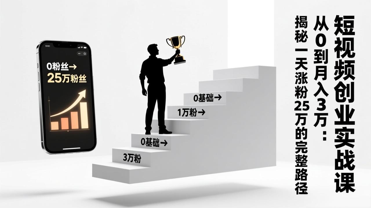 短视频创业实战课:从0到月入3万:揭秘一天涨粉25万的完整路径-网创风向标