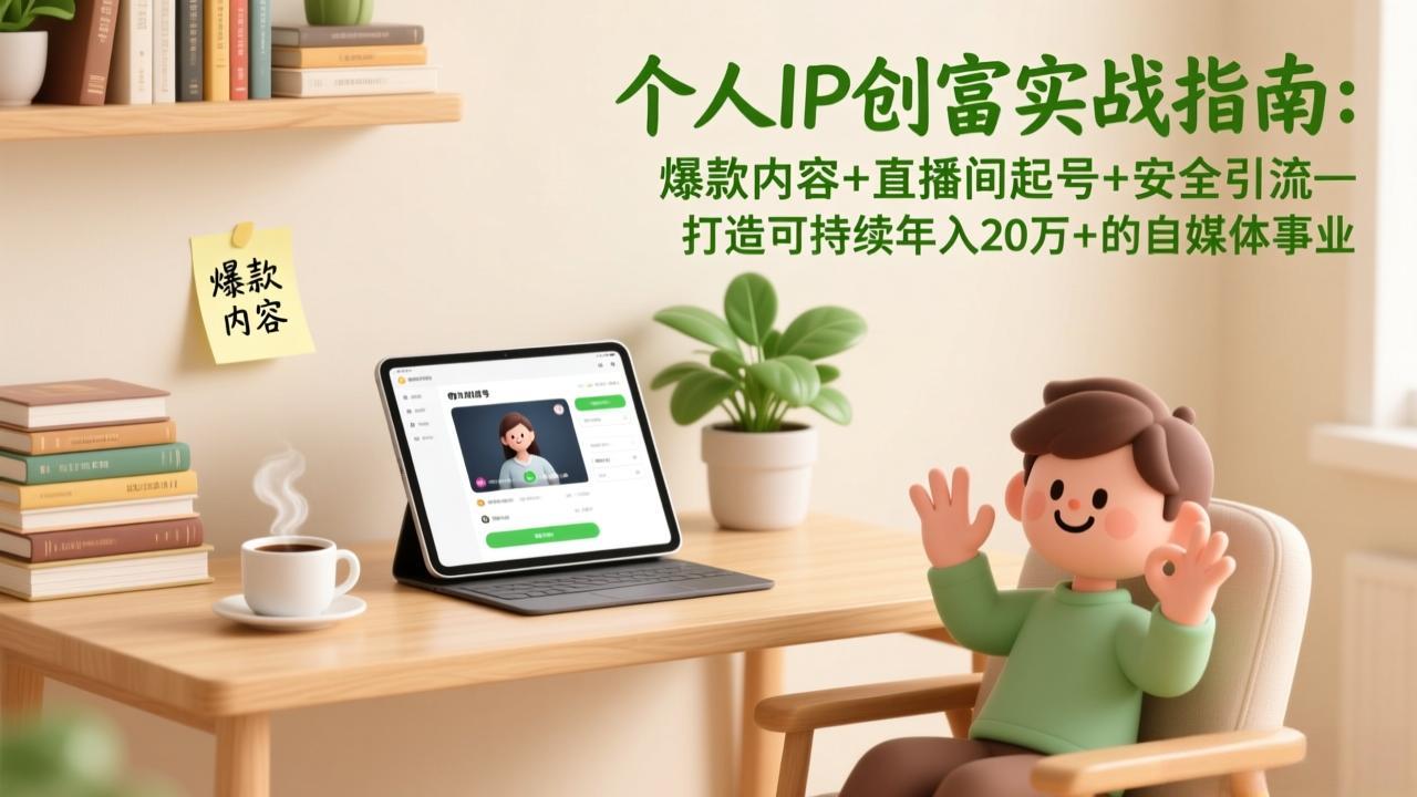 个人IP创富实战指南：爆款内容+直播间起号+安全引流，打造可持续年入20万+的自媒体事业-网创风向标