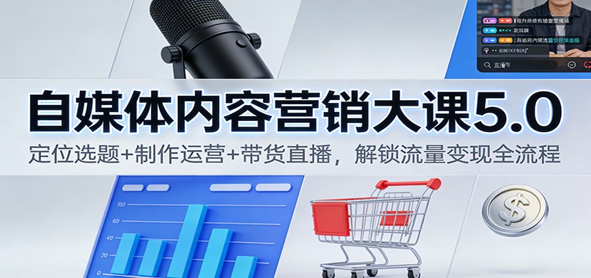 自媒体内容营销大课5.0：定位选题+制作运营+带货直播，解锁流量变现全流程-网创风向标