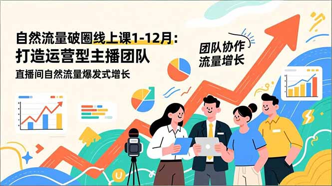自然流量破圈线上课1-12月更新：打造运营型主播团队 直播间自然流量爆发式增长-网创风向标