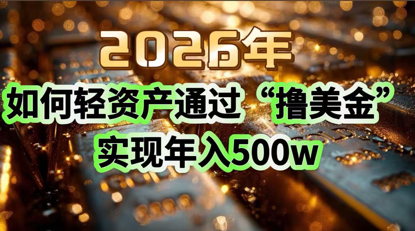 2026年如何轻资产通过“撸美金”实现年入500w-网创风向标