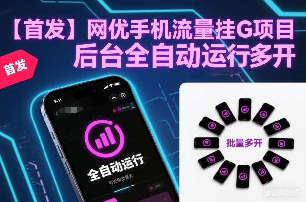 【首发】网优手机流量挂G项目,后台全自动运行,可无限批量多开【揭秘】-网创风向标