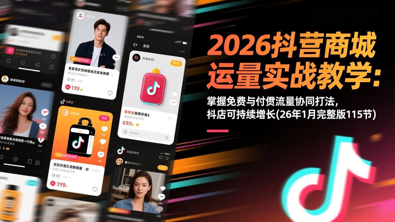 2026抖音商城运营实战教学：掌握免费与付费流量协同打法，抖店可持续增长(26年1月完整版115节-网创风向标
