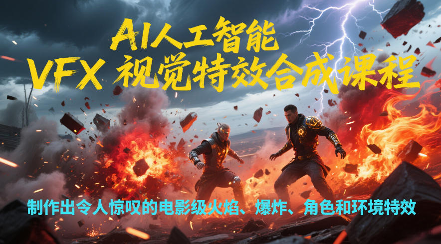 AI人工智能VFX视觉特效合成课程，制作出令人惊叹的电影级火焰、爆炸、角色和环境特效-网创风向标