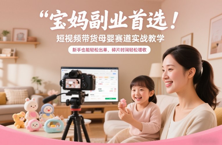 宝妈副业首选！短视频带货母婴赛道实战教学，新手也能轻松出单，碎片时间轻松增收-网创风向标