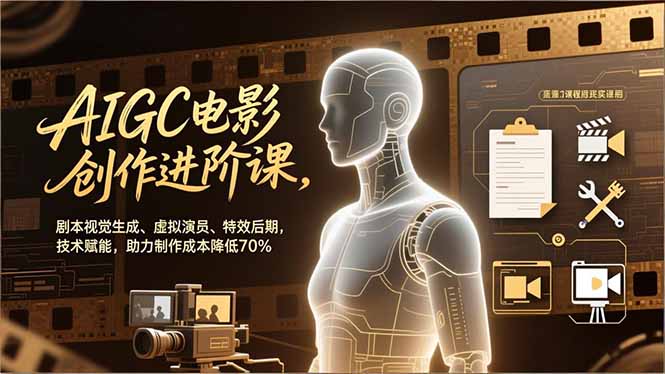 AIGC电影创作进阶课,剧本视觉生成、虚拟演员、特效后期,技术赋能,助力制作成本降低70%-网创风向标