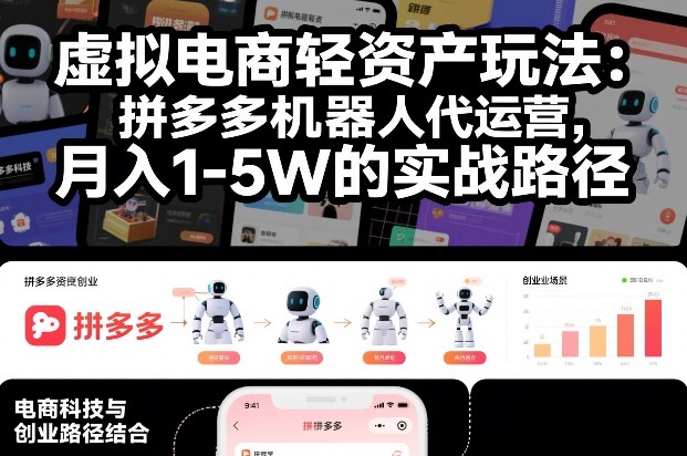 虚拟电商轻资产玩法：拼多多机器人代运营，月入1-5W的实战路径【揭秘】-网创风向标