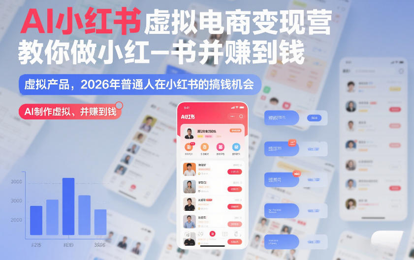 AI小红书虚拟电商变现营,教你做小红书并賺到钱,虚拟产品,2026年普通人在小红书的搞钱机会(更新中)-网创风向标