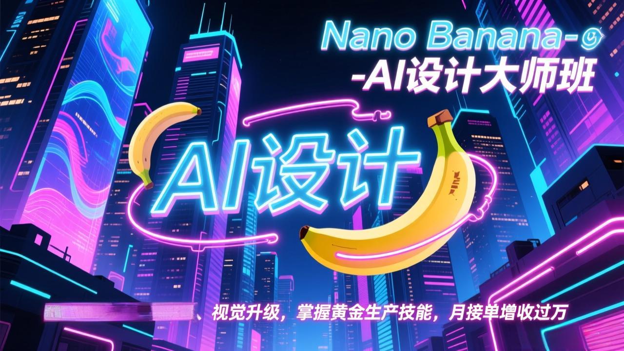 Nano Banana-AI设计大师班，修图合成、广告创作、视觉升级，掌握黄金生产技能，月接单增收过万-网创风向标